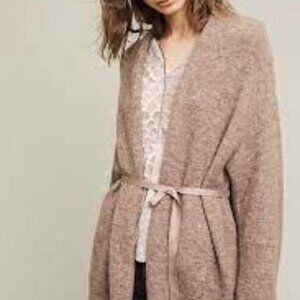 Anthropologie Moth Long Line Tan Open Front Cardigan s
